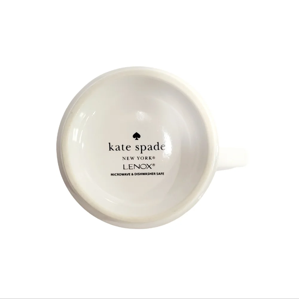Kate Spade Lenox New York Deco Dot Coffee Mug 4” Tall White & Black - Picture 4 of 6